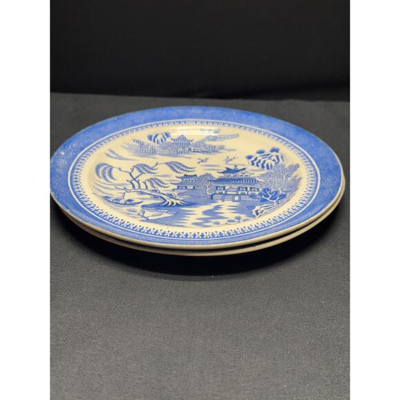 Set of 2 Vintage Japanese Blue and White Transferware Plates – 7.5" - Picture 5 of 12